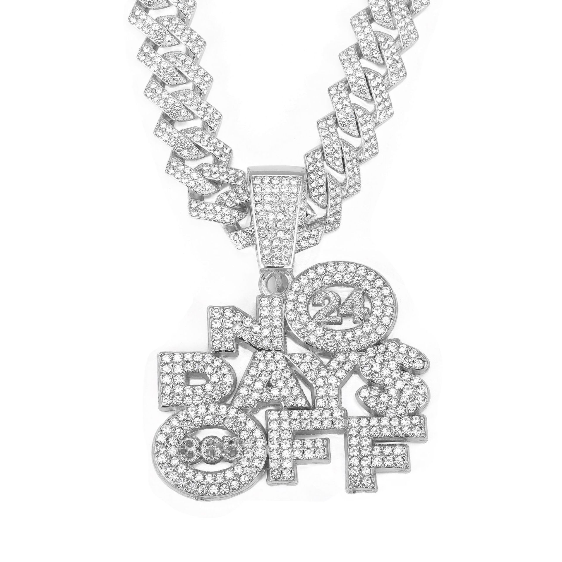 Hot Sale Hip Hop Pendant Diamond Cuban Chain Necklace Alloy Full Diamond Pendant Necklace