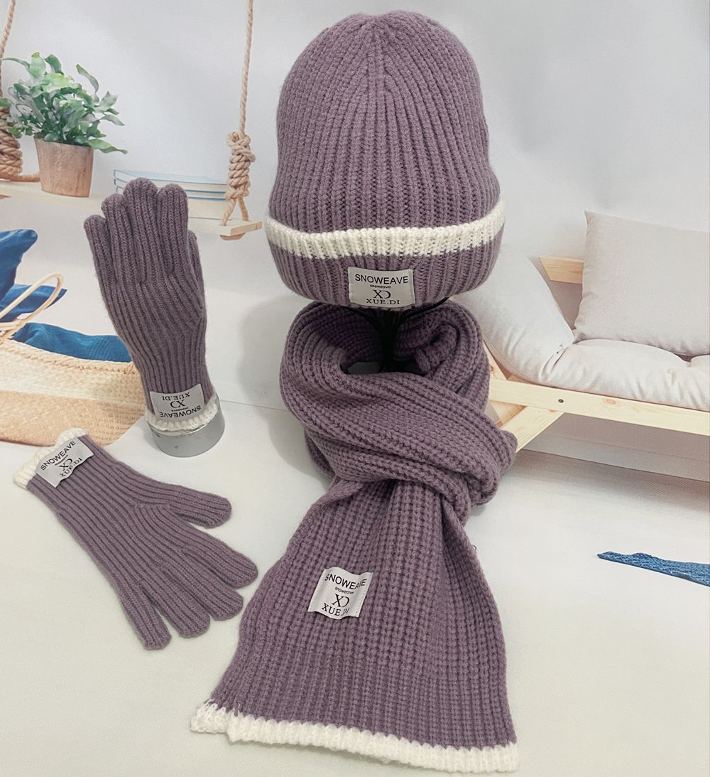 Winter Knitted Wool Scarf Hat Glove Three piece Set New Warm Alpaca Velvet Hat Male and Female Manufacturer Wholesale