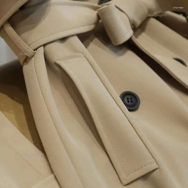 Women's Trench Coats Long With Belt Autumn Korean Windbreaker Ladies Double-breasted Solid Khaki Adjustable Waist Coat For Women