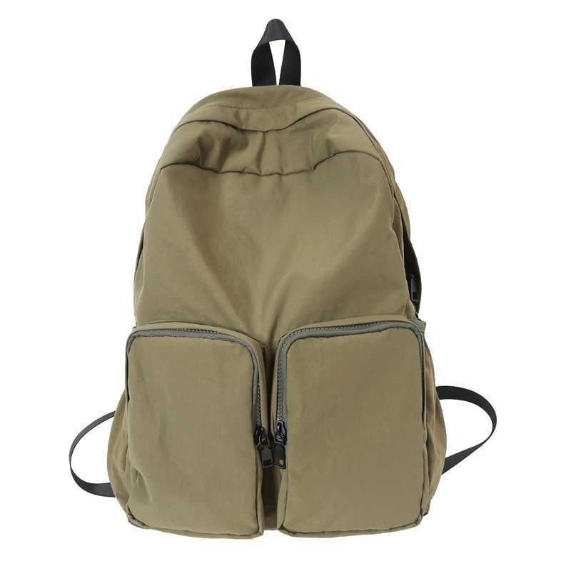 New lightweight nylon backpack cloth bag Harajuku style college student backpack women's summer backpack buckle pocket backpack