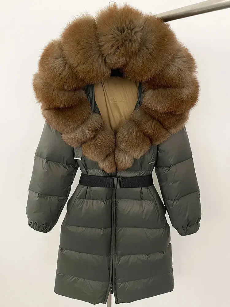 OFTBUY Long Winter Jacket Women Real Natural Fox Fur Collar Hooded Thick Warm 90 White Duck Down Coat Female Streetwear Casual 241128