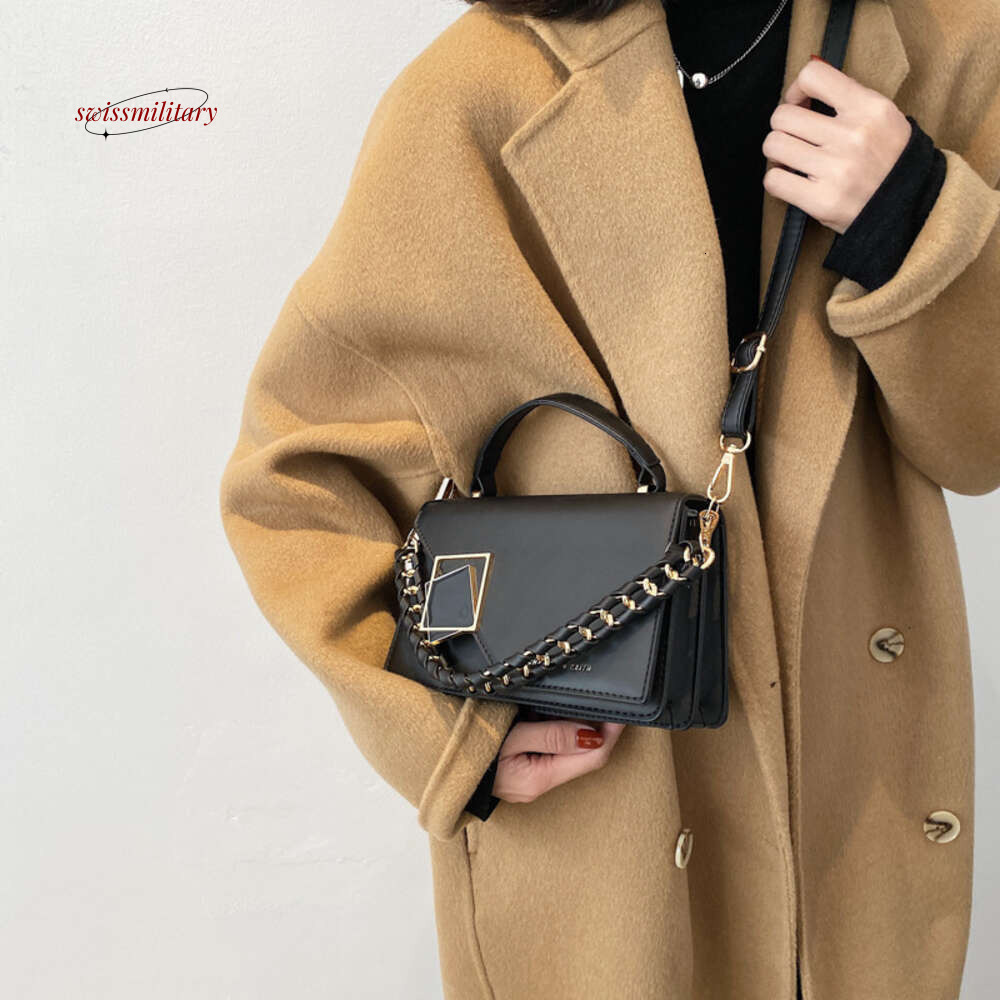 Flip Small Square Shoulder Women's Wallet Fashion PU Leather Handbag With Chain Decor Messenger Crossbody Bag #22 swissmilitary