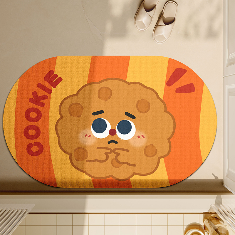 Toilet door absorbent floor mat with hamburger sushi pattern, bathroom floor mat, household foot mat