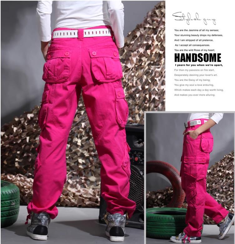 Fashion Women Cargo Pants Pocket Cotton HipHop Leisure Trousers Loose Baggy Army Khaki Wide Leg Joggers Plus Size XXL Women's Pants Bottom