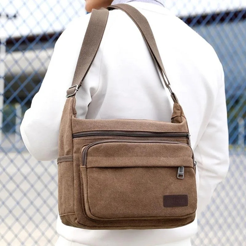 Fashion 2024 Canvas Single Shoulder Men Women Unisex Travel Crossbody Bag Outdoor Casual Satchel Vintage Messenger Bags s