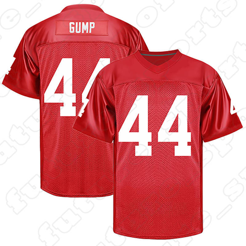44 Forrest Gump Mens Red Football Jerseys The Forrest Gump Alabama College 90s classic Movie V-Neck Embroidered Stitched Letters with Short sleeve Adult Jersey