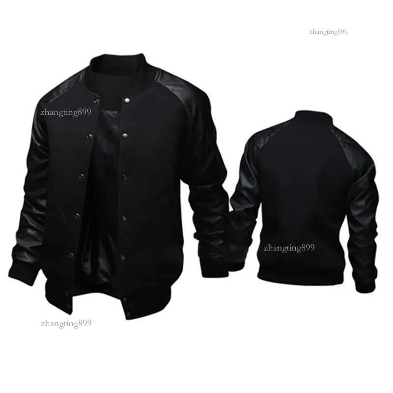 Cool College Baseball Jacket Men Fashion n Black Pu Leather Sleeve Mens Slim Fit Varsity Jacket Veste Homme J04 201118