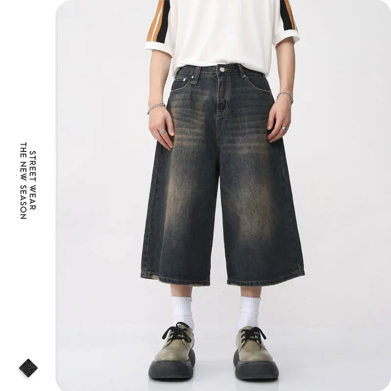 Denim Shorts Hip Hop Casual Shorts Jeans Vintage Summer Pants Fashion Short Pants Oversized Streetwear Varsity Y2k Mens Shorts 240415