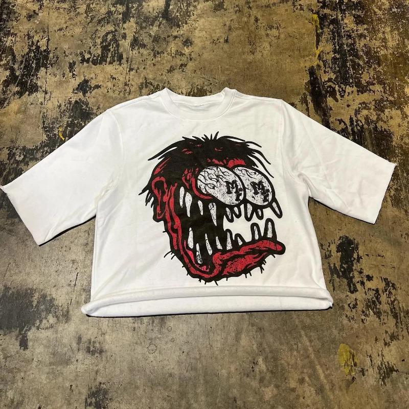 Men's T Shirts Y2K Vintage Clothing Retro Classic Graphic Printed Loose Short Sleeve Harajuku Gothic Casual Oversized Cotton Shirt Men Women