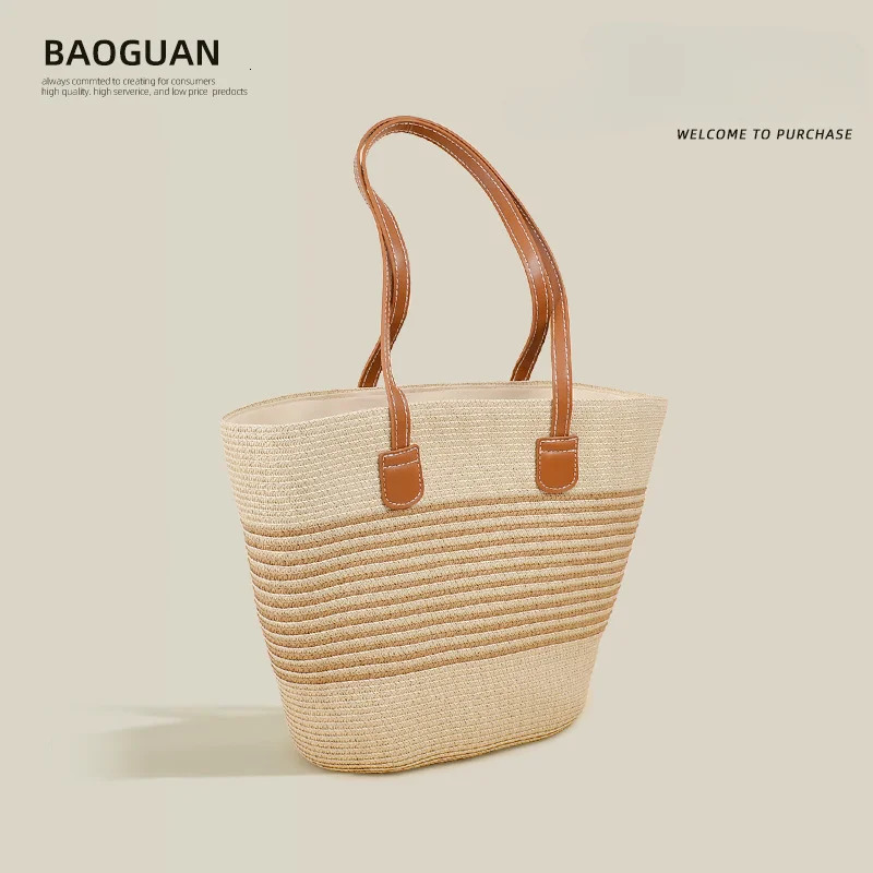 New straw woven armpit shoulder bag for women trend s striped casual bohemian trend beach women s shopping designer handbag shopping bag