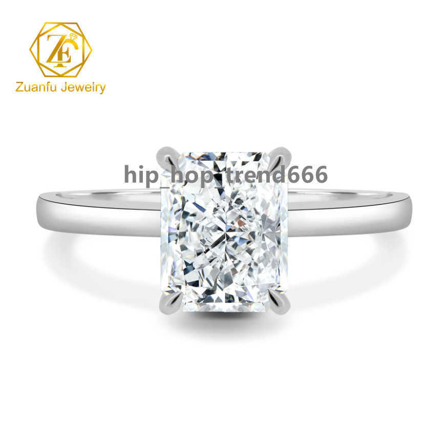 ZUANFO Fine Jewelry Elegant 14k Gold Purity Ring Women Girls Lab Created Diamond 2ct Radiant Cut Moissanite Wedding Ring