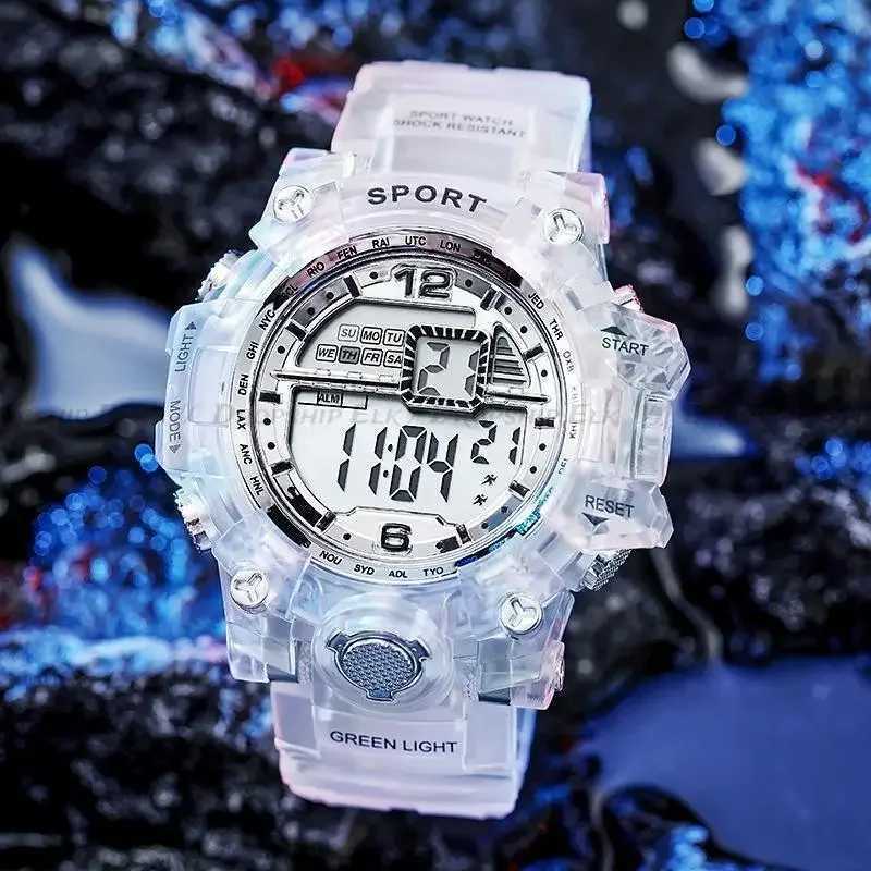 New Arrival Outdoor Sports Transparent Digital Mens Alarm Clock 5Bar Waterproof and Shockproof Creative D Display Watch Z241128