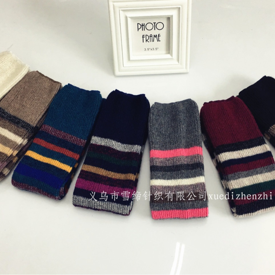 Winter Korean version thickened and warm three color spliced cashmere sock covers new leg covers sock tubes boots socks pile socks
