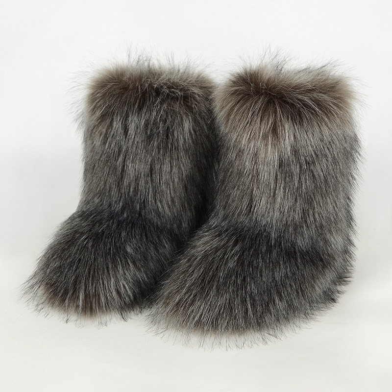 2025 new fox fur boots for mens womens Snow Boots comfortable keep warm fashion black white grey blue pink red indoor outdoor trainer sneakers