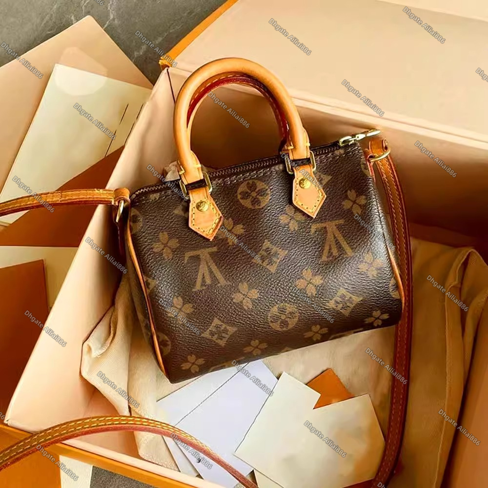 Designer Mini Nano 16cm Shoulder Bag sac luxe Women Leather Denim Crossbody Luxury Embossed Tote Purse Brown Flower Handbag