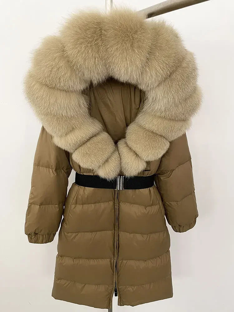 OFTBUY Long Winter Jacket Women Real Natural Fox Fur Collar Hooded Thick Warm 90 White Duck Down Coat Female Streetwear Casual 241128