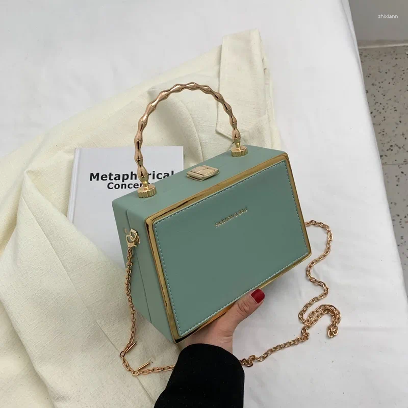 2025 NEW Totes Box Bag With Metal Handle Vintage Small Pu Leather Handbag And Purse For Women Fashion Brand Shoulder Crossbody zhanyishengli