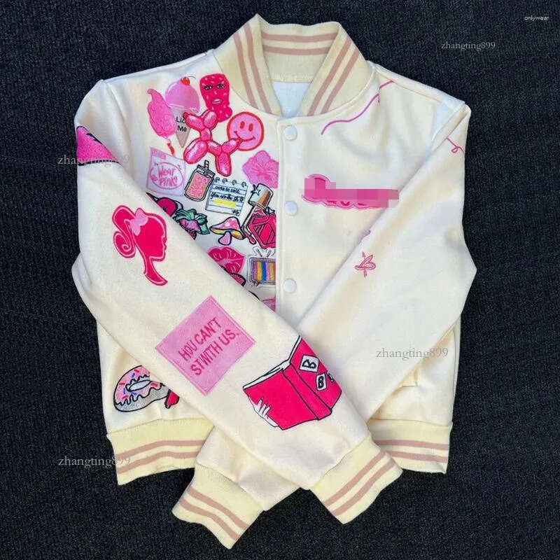 Women's Jackets Baseball Jacket Women Spring Fleece Print Streetwear 2024 Chic Coat Wool Letterman Mean Girls Burn Book Varsity