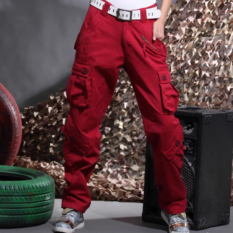 Fashion Women Cargo Pants Pocket Cotton HipHop Leisure Trousers Loose Baggy Army Khaki Wide Leg Joggers Plus Size XXL Women's Pants Bottom