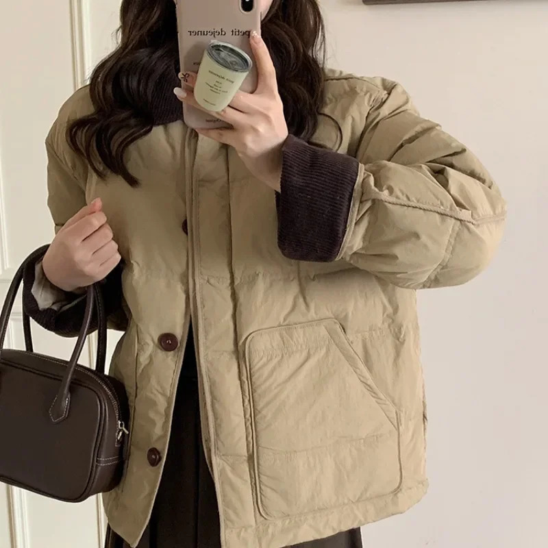 2024 short Korean style womens winter loose cotton coat thickened small fragrant cotton coat trendy fashion jacket 241127