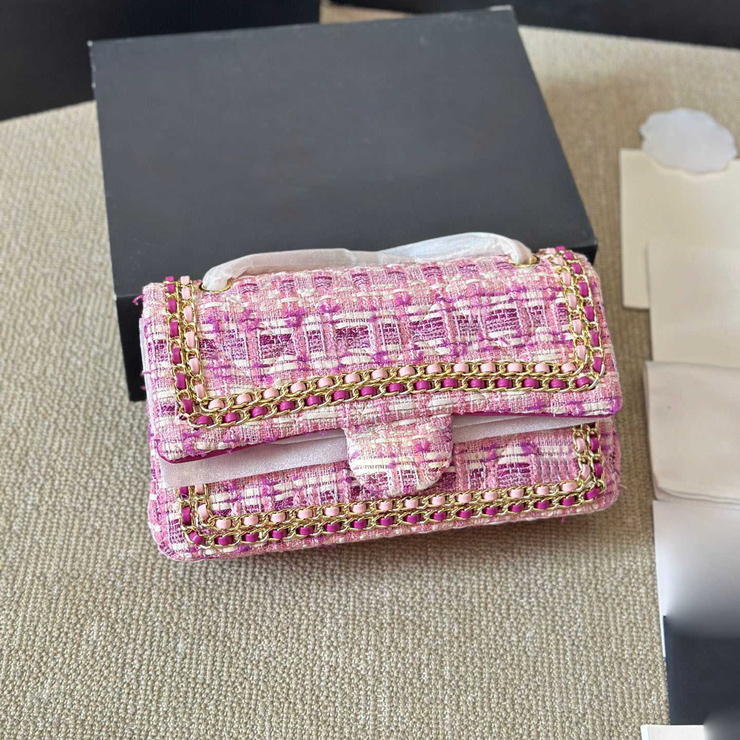 10A Mirror Quality Designer Fashion plaid shoulder bag bag woolen canvas crossbody bag Luxury dinner handbag winter flip chain wallet classic Mini square purse G6D9