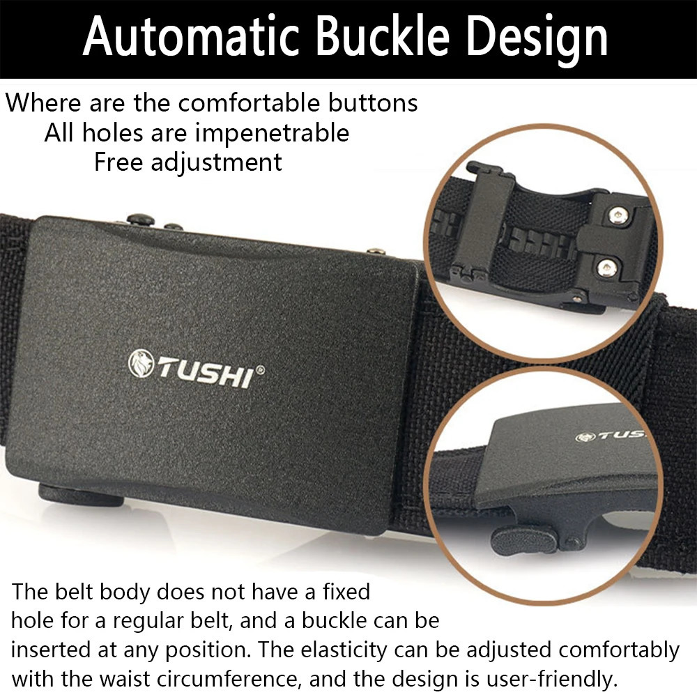 TUSHI Belt Hard Military Belt for Men Metal Automatic Buckle IPSC Gun Belt Nylon Tactical Belt Outdoor Sports Girdle Male 241128