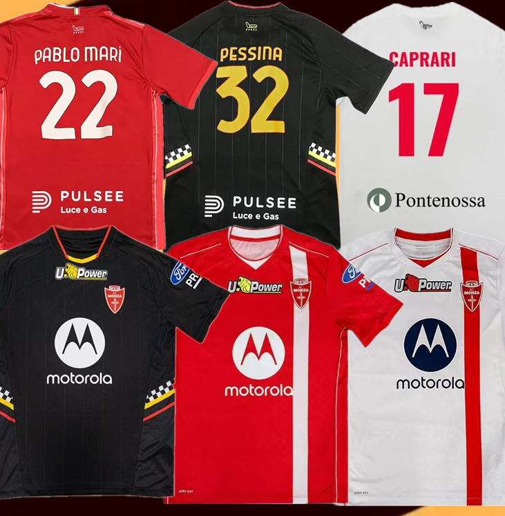 24 25 Monza PESSINA Mens Soccer Jerseys PETAGNA MALDINI BIRINDELLI PABLO MARI KYRIAKOPOULOS IZZO CALDIROLA 2024 2025 adult Home Away 3rd Football Shirts