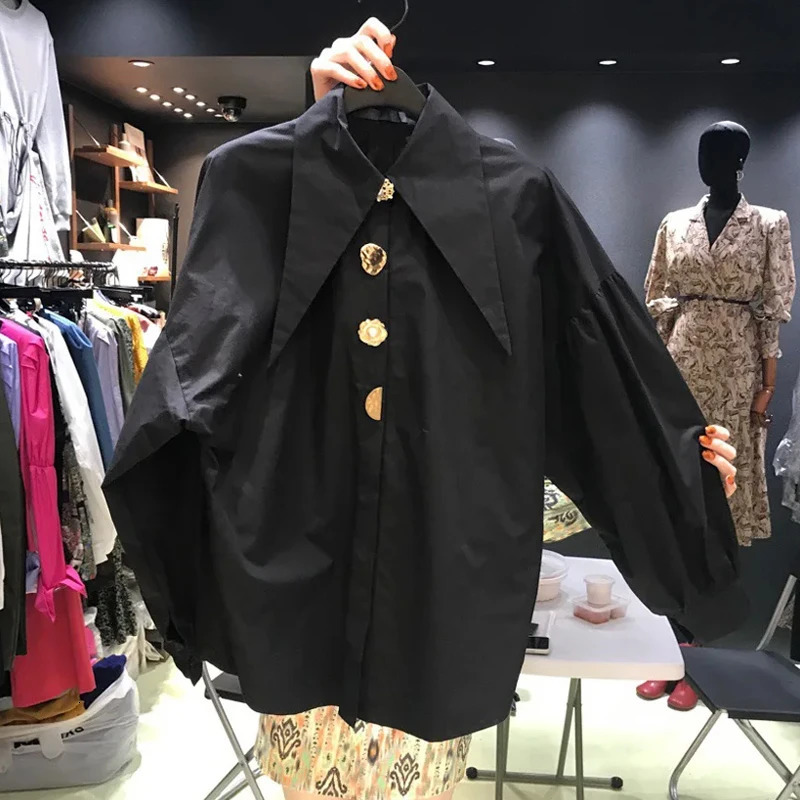 Spring Fashion Long sleeved Shirt Pointed Collar Office Womens Shirt Flip Collar Loose Clothing 15630 241128