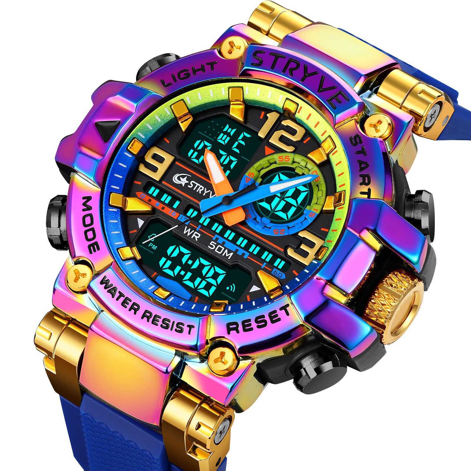 New Arrival UTHAI CQ254 Fashion Sports Color Night Light Mens Electric Waterproof Mti Functional Clock Z241128