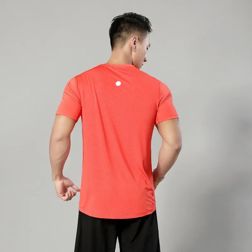 LL Outdoor Men's Sports Solid Color Short Sleeve Breathable Sweat Absorption Elastic Slimming