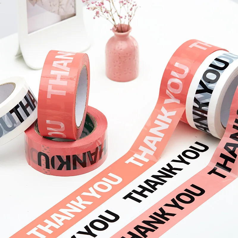 THANK YOU Packing Sealing Transparent Adhesive Tape for Small Business Supplies Express Packaging Gift Box Decor 240426