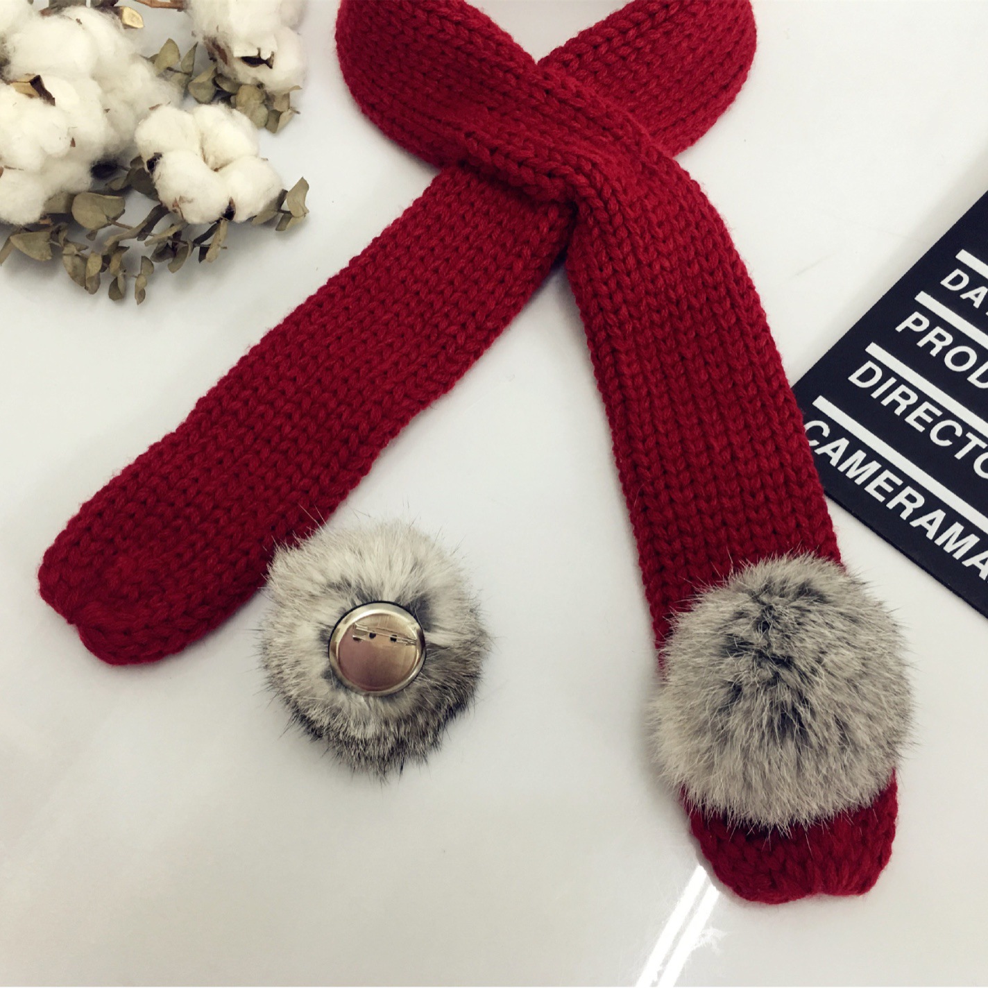 New Korean Versatile Solid Color Knitted Cross Small Scarf Women's Korean Edition Autumn/Winter Warm Scarf Wholesale