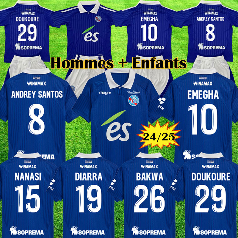 2024 2025 Maillot RC Strasbourg Alsace soccer jerseys SAHI DION maillot de foot EMEGHA 24 25 NANASI SYLLA shirts BAKWA DIARRA DOUKOURE Men Kids Kits