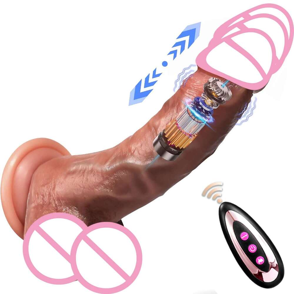 Silicone Thrusting Realistic Sex Toys for Women Big Vibrating Heating Telescc Dildo Suction Cup Vibrator