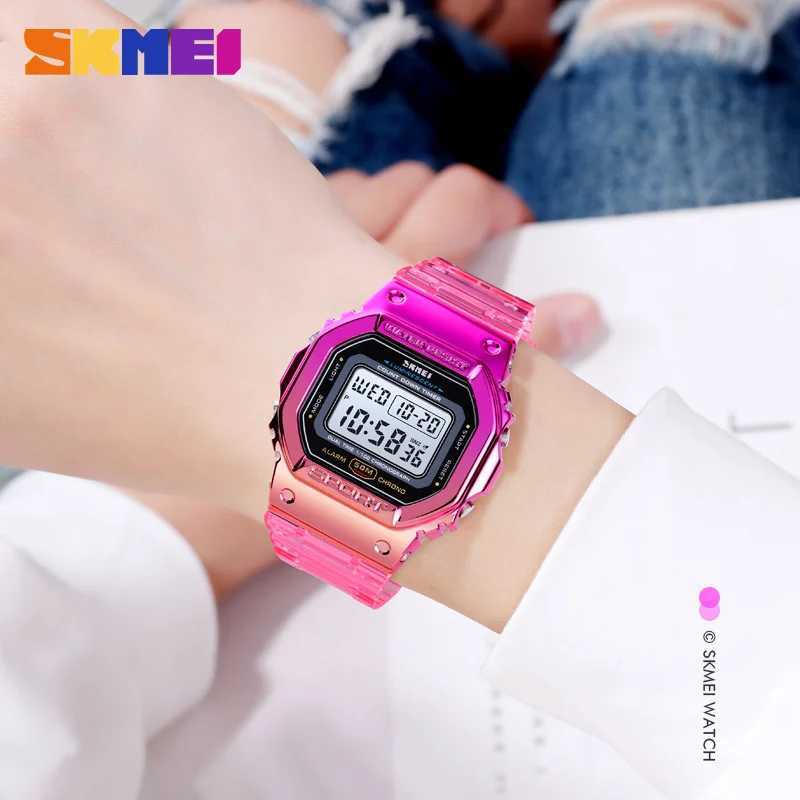 New Arrival SKMEI Ectroplate Case Transparent Str La Wen Digital Watch Fashion Cool Girls Shockproof Reloj Mujer Z241128