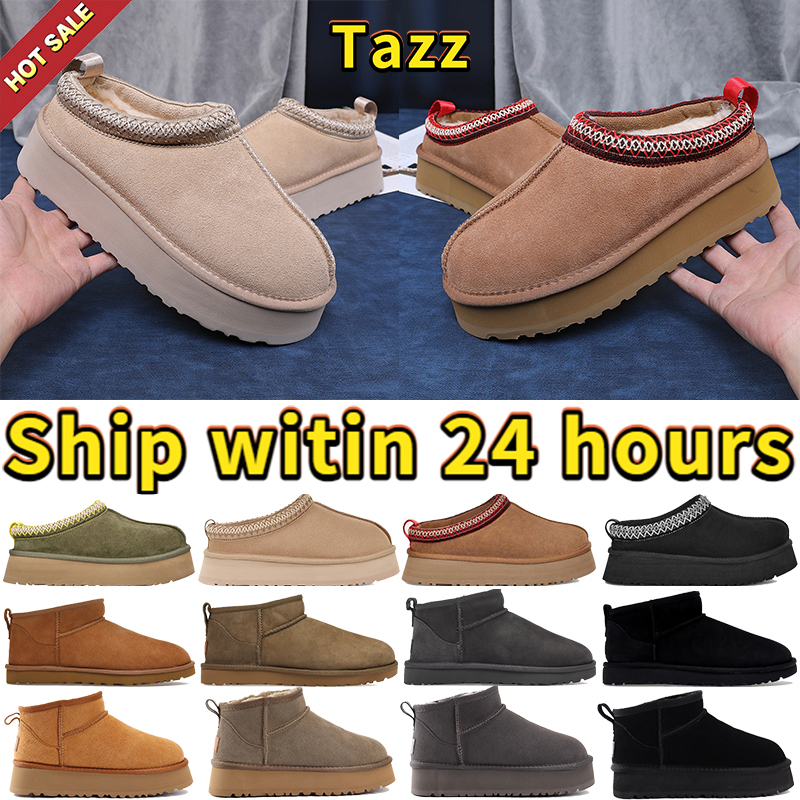 Australia Snow Boots Designer Classic Ultra Mini Boot Platform Tasman Slippers Tazz Slip-on Fur Slides Sheepskin Wool Men Women Ankle Boots Size 35-44