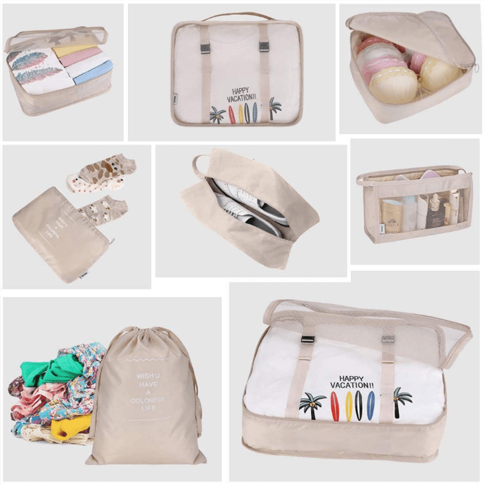 8Pcs 2024 Lage Organizers Set Waterproof Suitcase Organizer Travel Essentials Clothes Shoes Cosmetics Storage Bags
