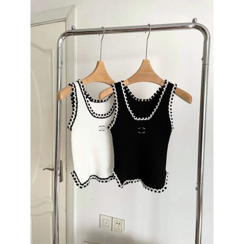 Women color block high quality logo embroidery knitted asymmetric bottom tank top camis SMLXL