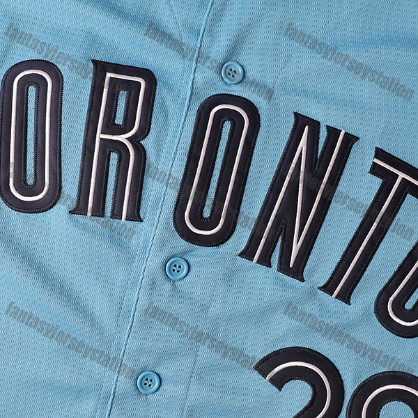 Men's #27 Blue Baseball Jersey Guerrerd Jr.-V-Neck Polyester Slight Stretch Knit Fabric, Button-Up, Breathable for Training, Party, Casual & Team