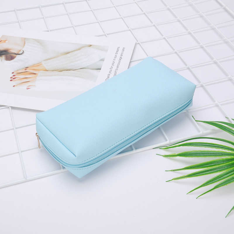 Leather makeup bag for women, simple mouth red envelope, hand-held storage bag, simple large capacity pencil case 241128
