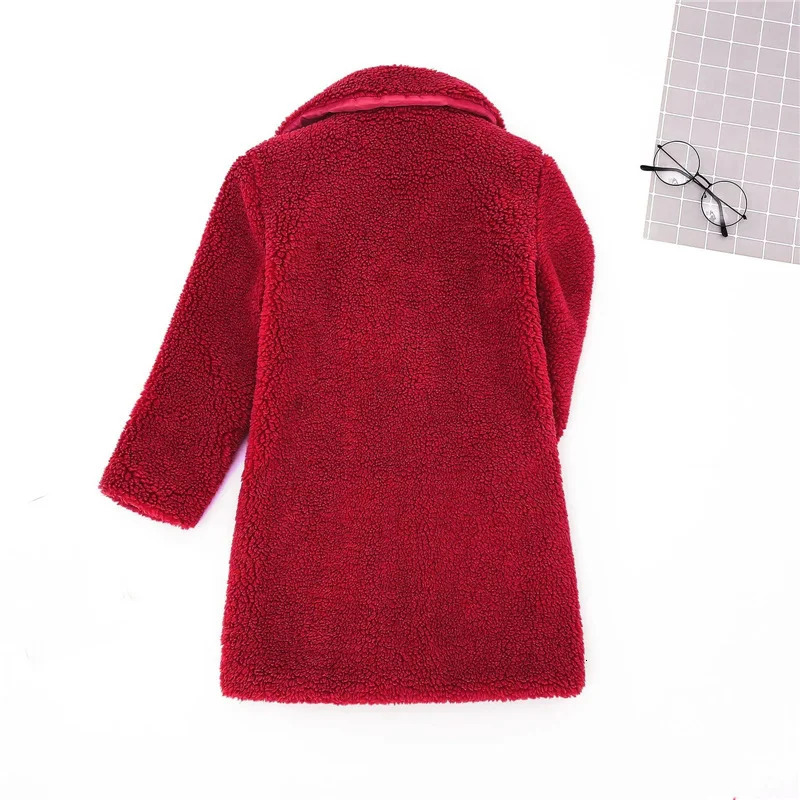 Warm Lambs Wool Jackets For Girls Boys Winter Fleece Outerwear Autumn Children Fashion SingleBreasted Coats Big Kids Clothes 241126