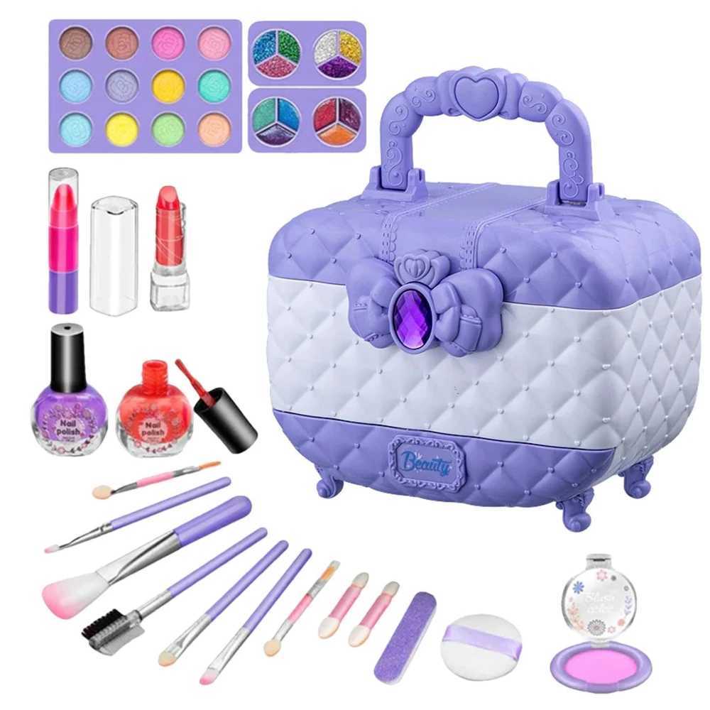 WizKidz Childrens Makeup Kit Washable Purple Makeup Box Set - Accessories Preschool Makeup Box Age 3+Full Purple Girl Makeup Box X241128