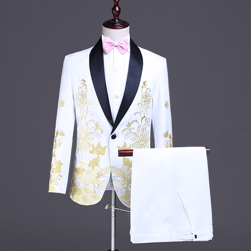 K887 Men's Slim Fit Sequin Dress Suit for Stage Performances and Catwalks