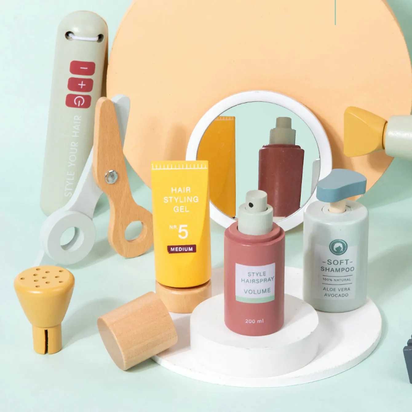 Deluxe wooden childrens pretend to play dressing table makeup toy set suitable for children aged 3 and above girls makeup makeup X241128