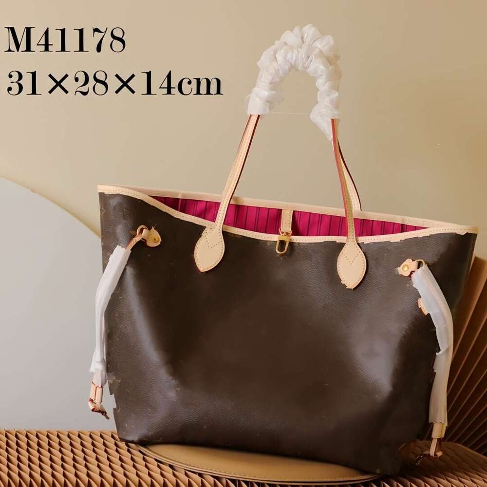 Neverfulltotes Neverfully Never Fully Tote Designer Shoulder Neverful MM Leather Womens Large Luxury Handbag With Mini Purse Classic Flower Checked Bag