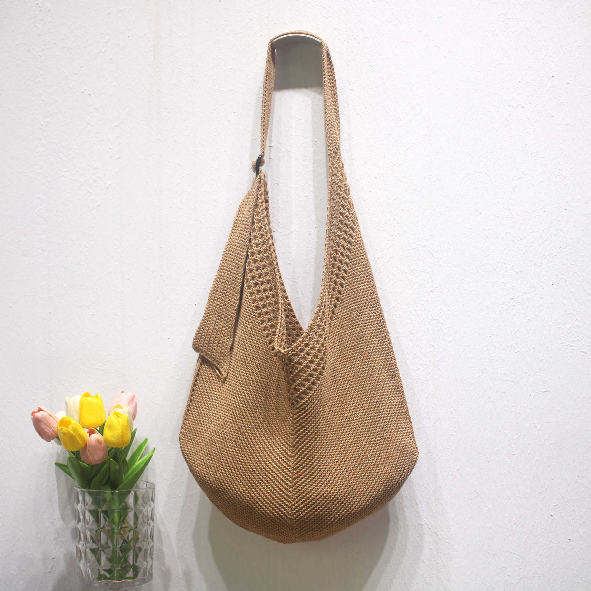 New Knitted Bags Handmade Knitted Bags Tote Bags Shoulder Bags Women's Woolen Handbags Shopping Bags