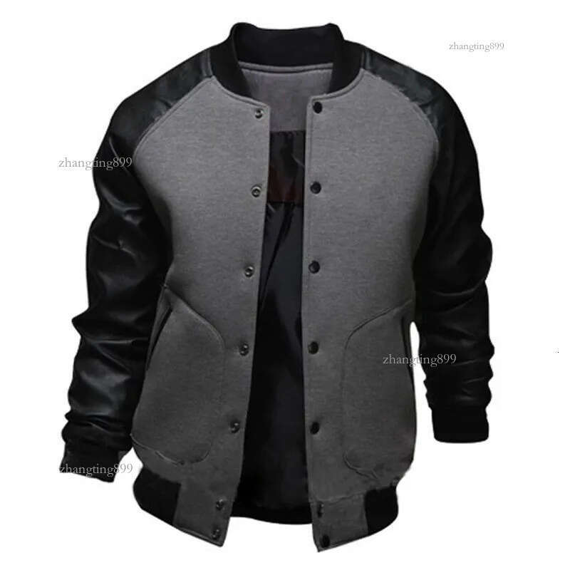 Cool College Baseball Jacket Men Fashion n Black Pu Leather Sleeve Mens Slim Fit Varsity Jacket Veste Homme J04 201118