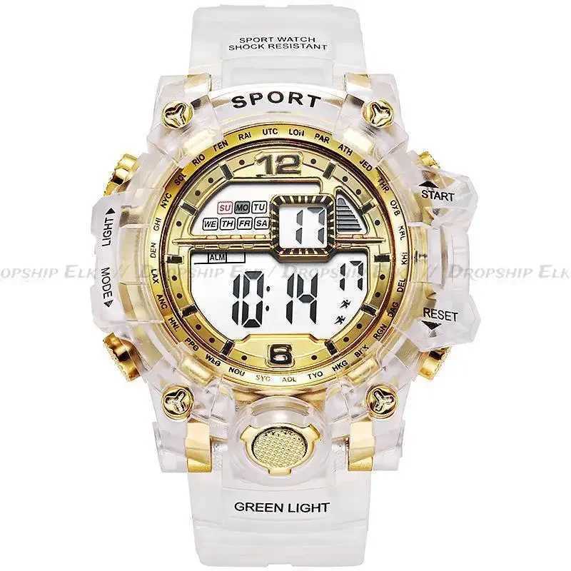 New Arrival Outdoor Sports Transparent Digital Mens Alarm Clock 5Bar Waterproof and Shockproof Creative D Display Watch Z241128