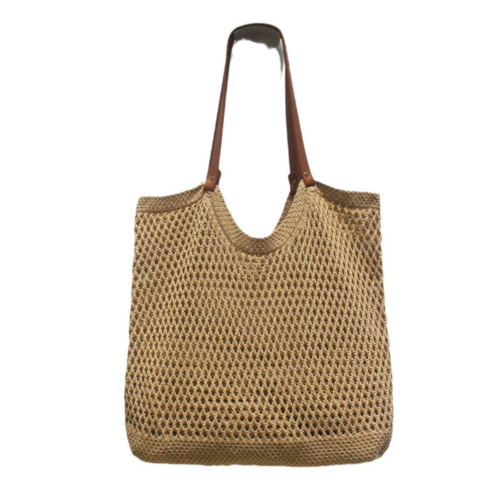 Leisure large capacity single shoulder cotton thread woven bag, new hollow mesh tote bag, beach vacation beach bag, women's bag