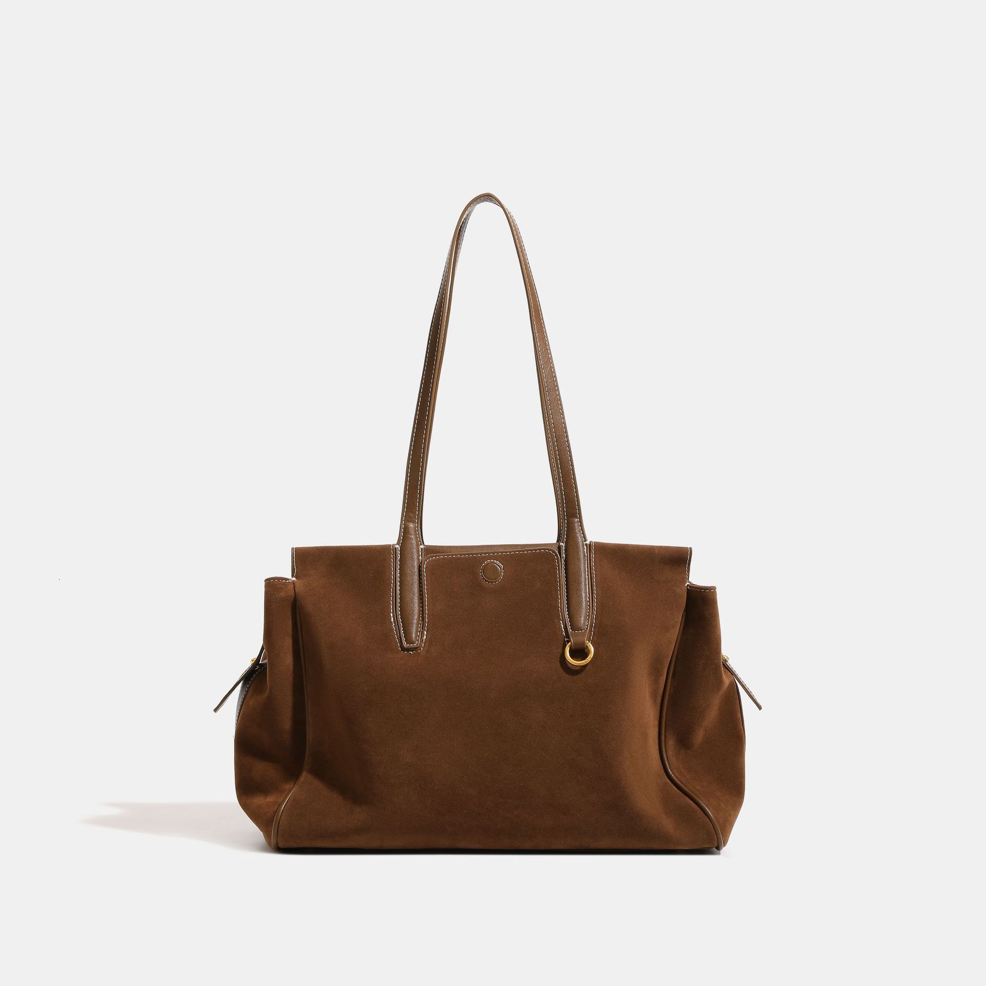 Track and see travel suede tote large capacity hand-held Boston single shoulder commuting bag for women